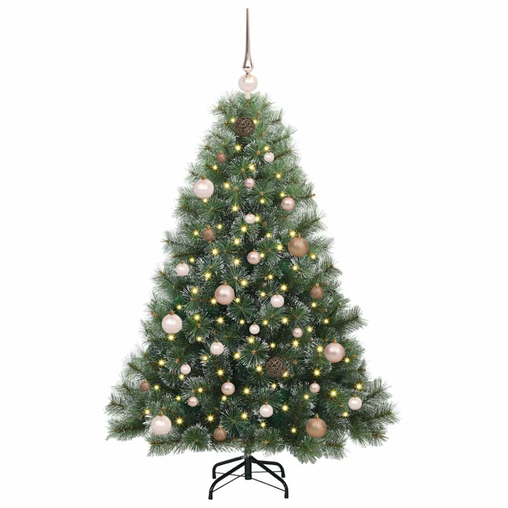 Produktbild för Konstgjord julgran med 150 LED-lampor Grön 150 cm PE och PVC