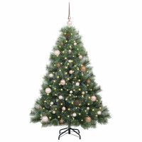 Produktbild för Konstgjord julgran med 150 LED-lampor Grön 150 cm PE och PVC
