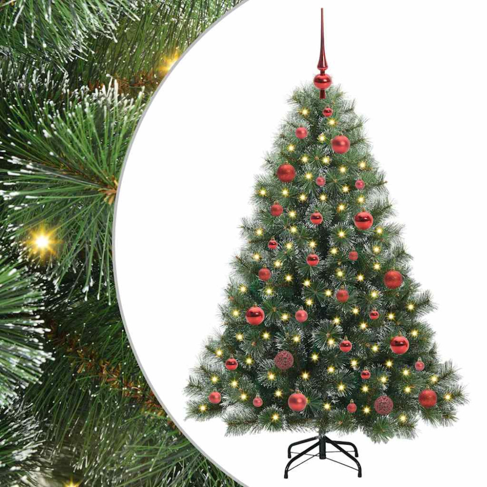 Produktbild för Konstgjord julgran med 150 LED-lampor Grön 150 cm PE och PVC