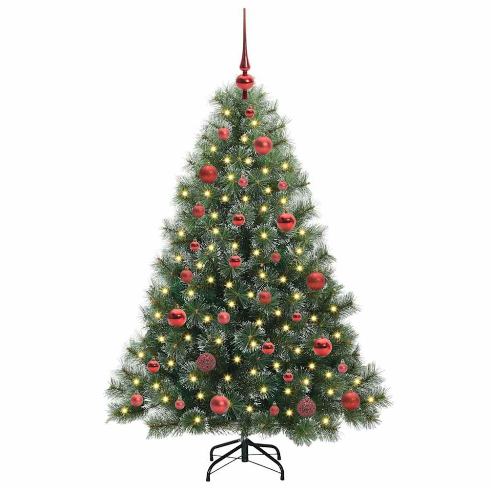 Produktbild för Konstgjord julgran med 150 LED-lampor Grön 150 cm PE och PVC