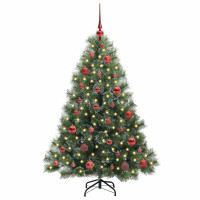 Produktbild för Konstgjord julgran med 150 LED-lampor Grön 150 cm PE och PVC