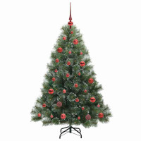 Produktbild för Konstgjord julgran med 150 LED-lampor Grön 150 cm PE och PVC