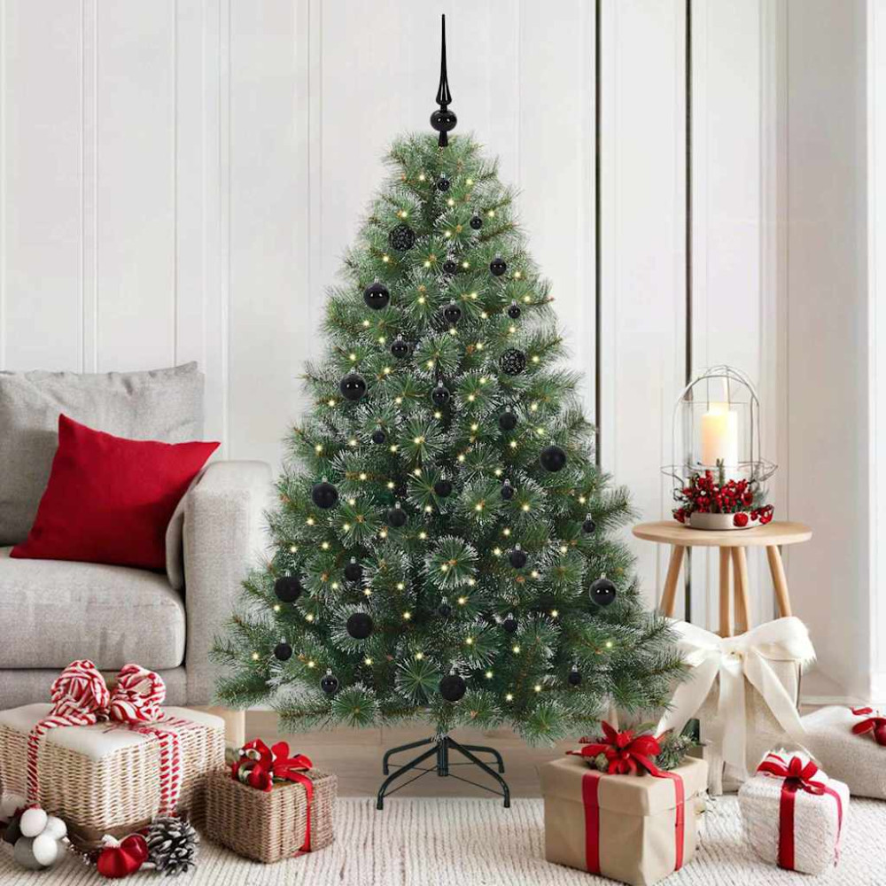 Produktbild för Konstgjord julgran med 150 LED-lampor Grön 150 cm PE och PVC