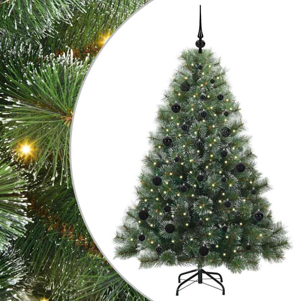 Produktbild för Konstgjord julgran med 150 LED-lampor Grön 150 cm PE och PVC