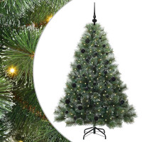 Produktbild för Konstgjord julgran med 150 LED-lampor Grön 150 cm PE och PVC
