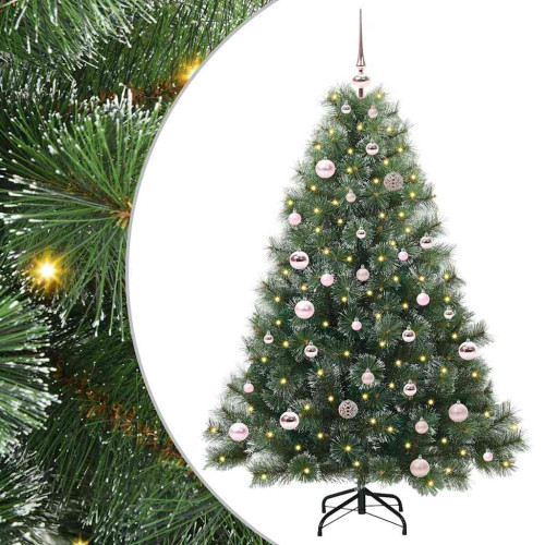 vidaXL Konstgjord julgran med 150 LED-lampor Grön 150 cm PE och PVC