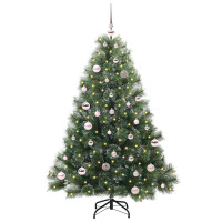 Produktbild för Konstgjord julgran med 150 LED-lampor Grön 150 cm PE och PVC