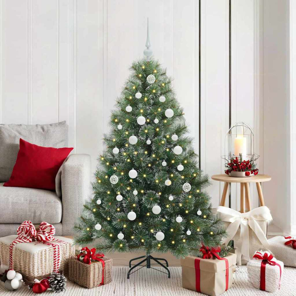Produktbild för Konstgjord julgran med 150 LED-lampor Grön 150 cm PE och PVC