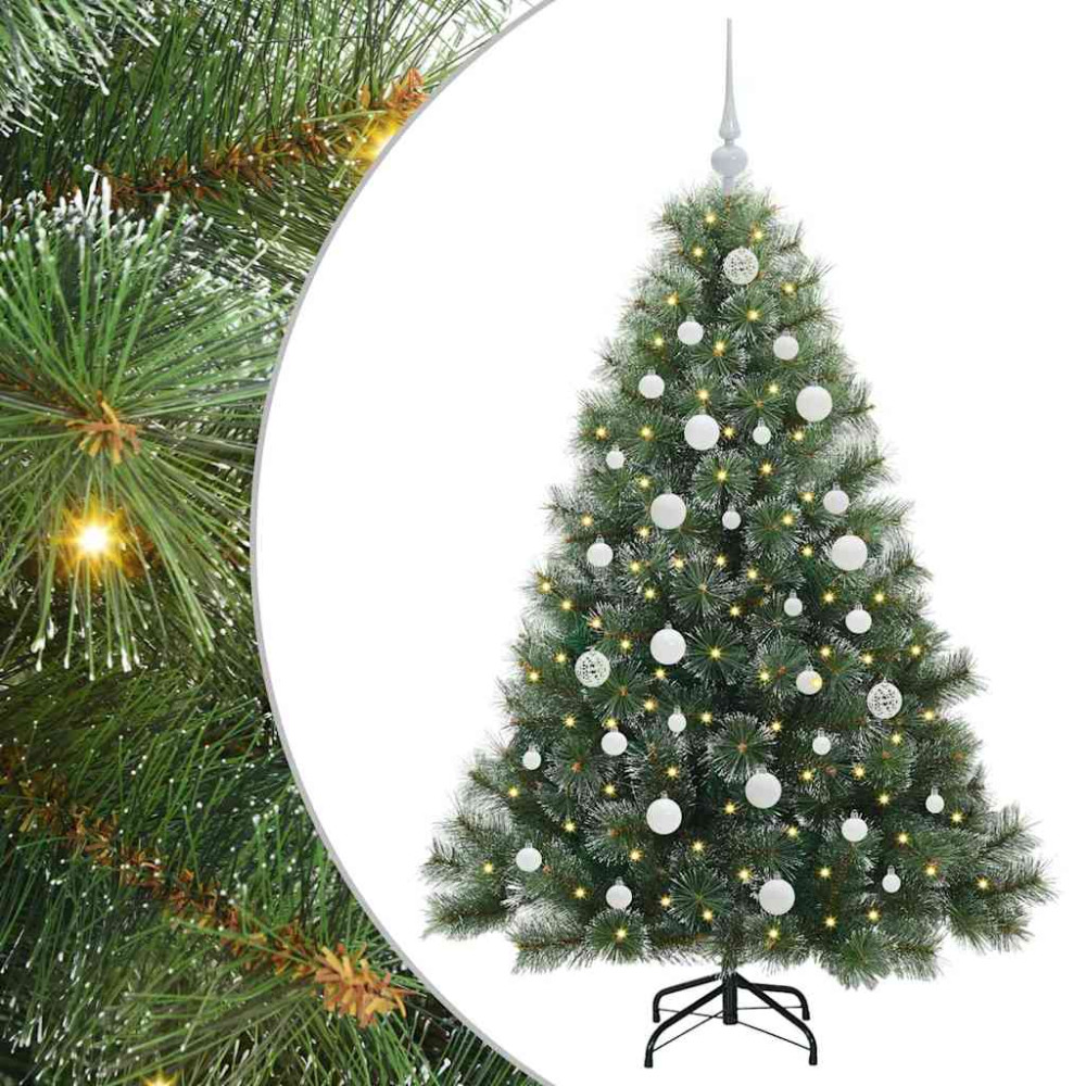 Produktbild för Konstgjord julgran med 150 LED-lampor Grön 150 cm PE och PVC