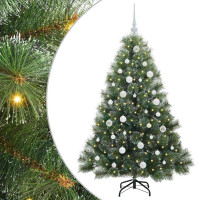 Produktbild för Konstgjord julgran med 150 LED-lampor Grön 150 cm PE och PVC