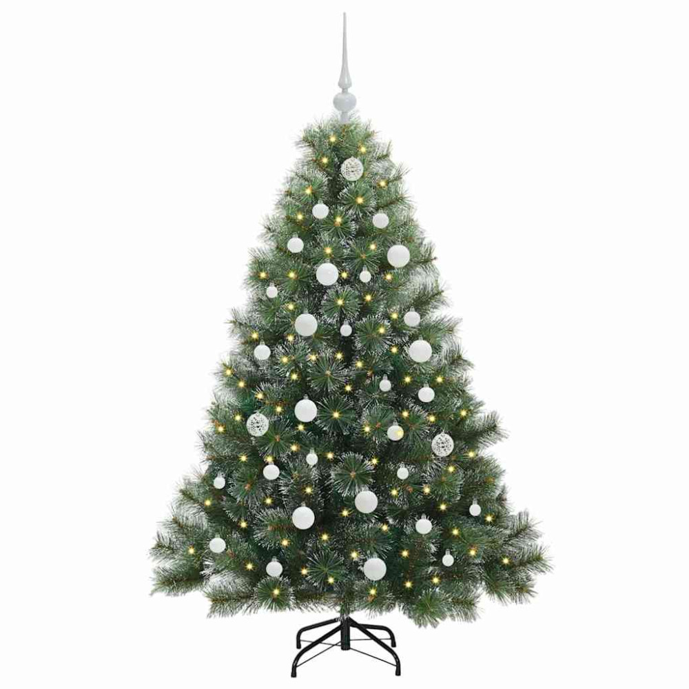 Produktbild för Konstgjord julgran med 150 LED-lampor Grön 150 cm PE och PVC