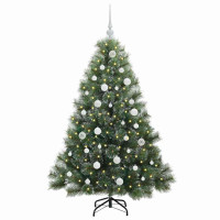 Produktbild för Konstgjord julgran med 150 LED-lampor Grön 150 cm PE och PVC
