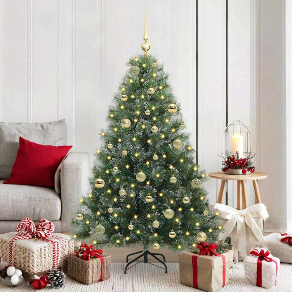 Produktbild för Konstgjord julgran med 150 LED-lampor Grön 150 cm PE och PVC