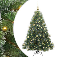 Produktbild för Konstgjord julgran med 150 LED-lampor Grön 150 cm PE och PVC