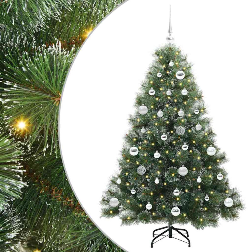 Produktbild för Konstgjord julgran med 150 LED-lampor Grön 150 cm PE och PVC