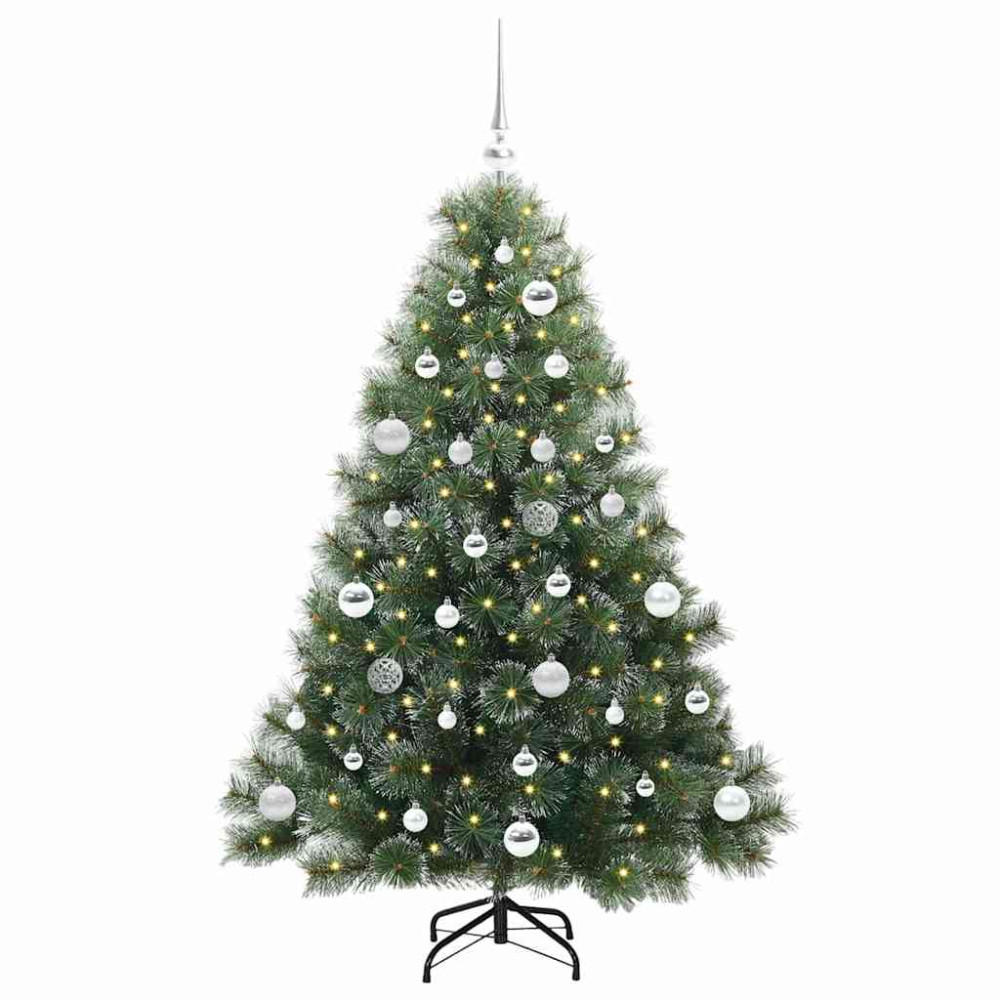 Produktbild för Konstgjord julgran med 150 LED-lampor Grön 150 cm PE och PVC