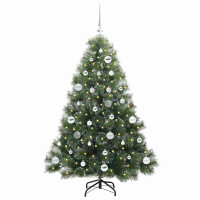 Produktbild för Konstgjord julgran med 150 LED-lampor Grön 150 cm PE och PVC