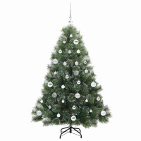 Produktbild för Konstgjord julgran med 150 LED-lampor Grön 150 cm PE och PVC