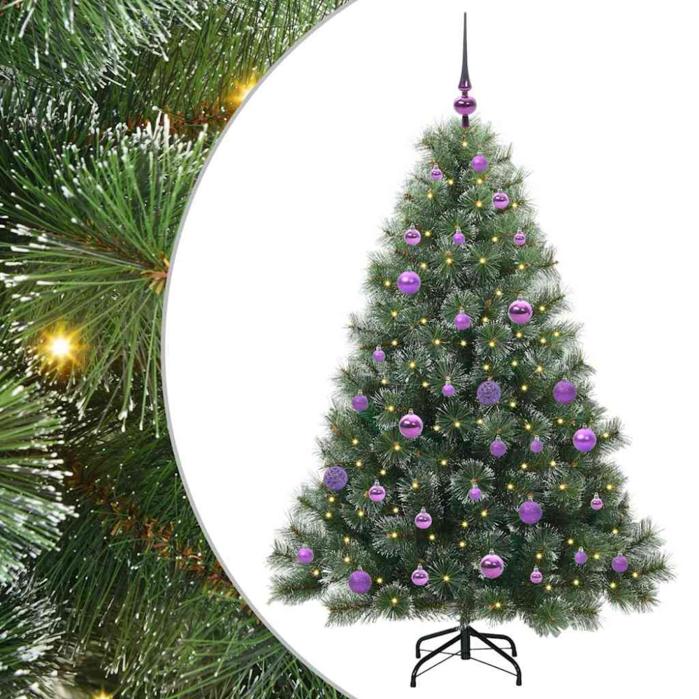Produktbild för Konstgjord julgran med 150 LED-lampor Grön 150 cm PE och PVC