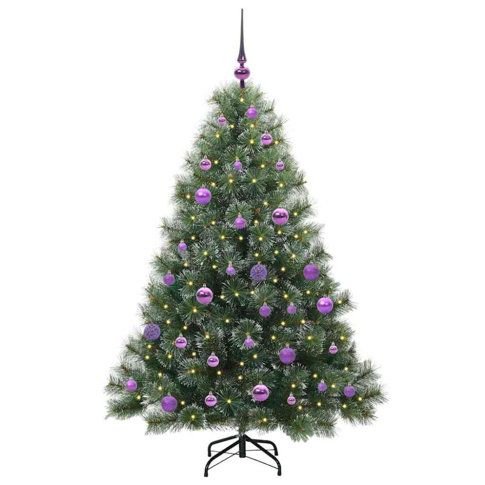 Produktbild för Konstgjord julgran med 150 LED-lampor Grön 150 cm PE och PVC