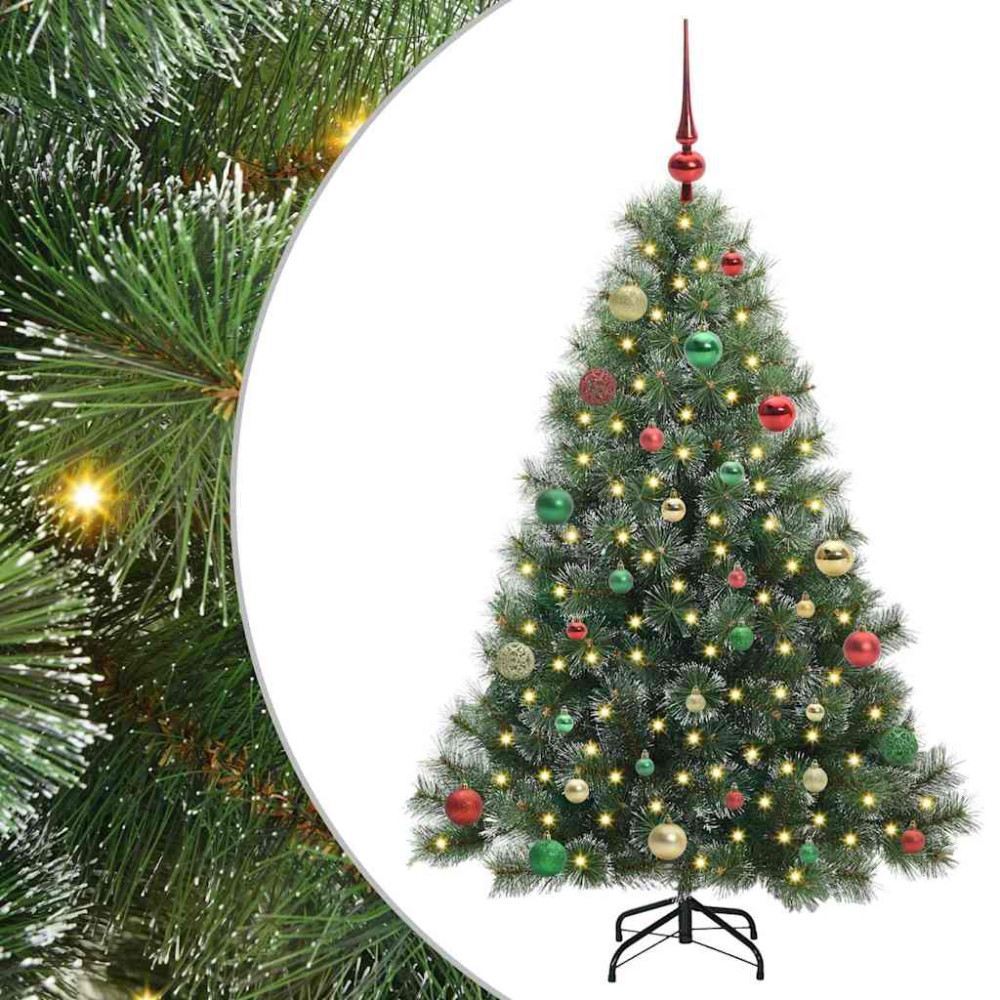 Produktbild för Konstgjord julgran med 150 LED-lampor Grön 150 cm PE och PVC
