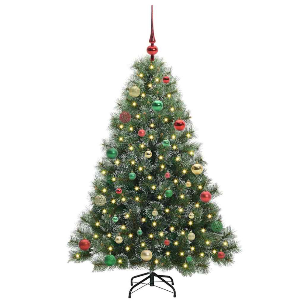 Produktbild för Konstgjord julgran med 150 LED-lampor Grön 150 cm PE och PVC