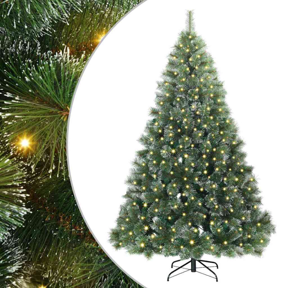 Produktbild för Konstgjord julgran med 300 LED-lampor Grön 180 cm PE och PVC