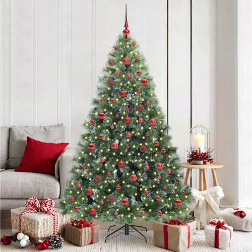 vidaXL Konstgjord julgran med 300 LED-lampor Grön 180 cm PE och PVC
