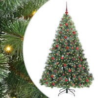 Produktbild för Konstgjord julgran med 300 LED-lampor Grön 180 cm PE och PVC