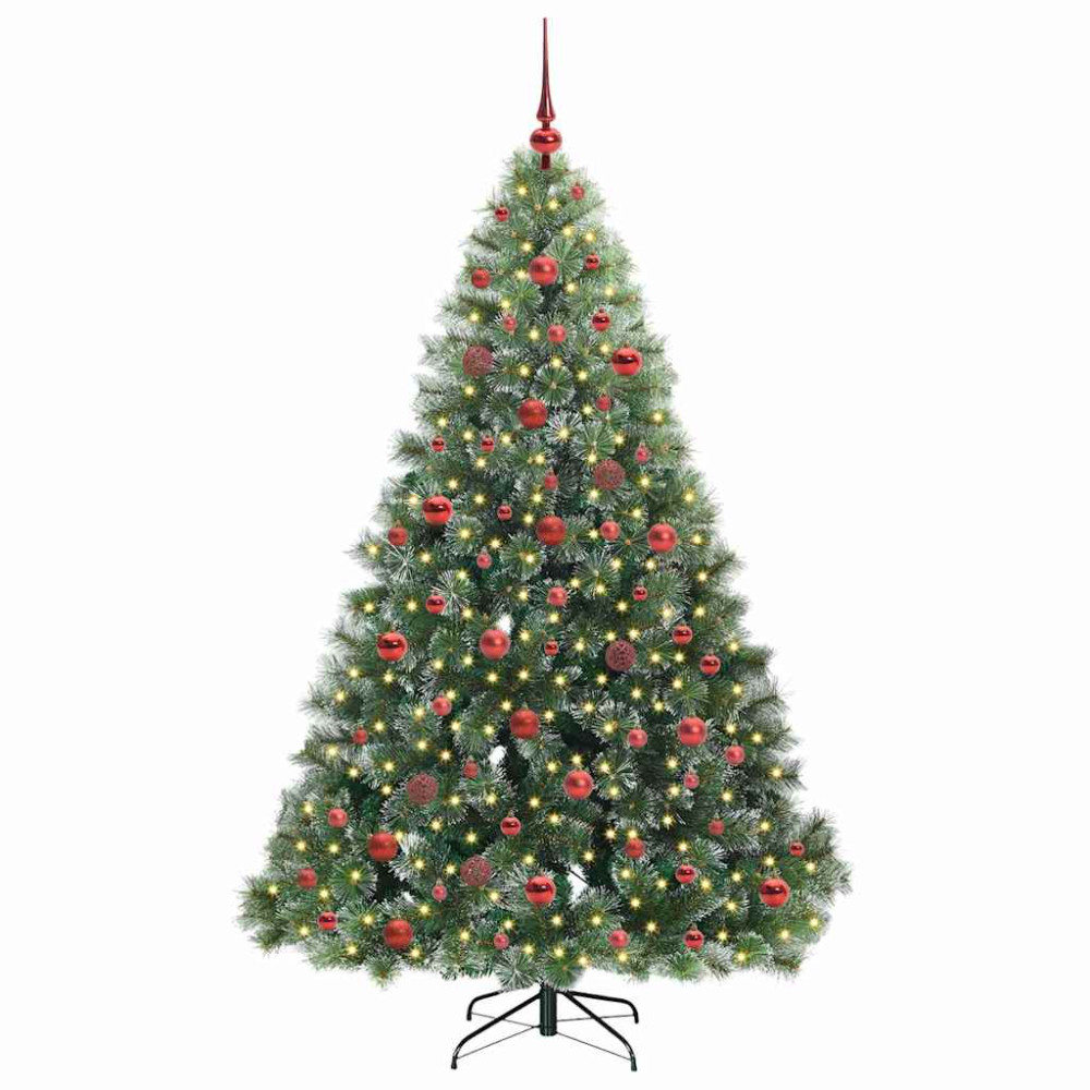 Produktbild för Konstgjord julgran med 300 LED-lampor Grön 180 cm PE och PVC