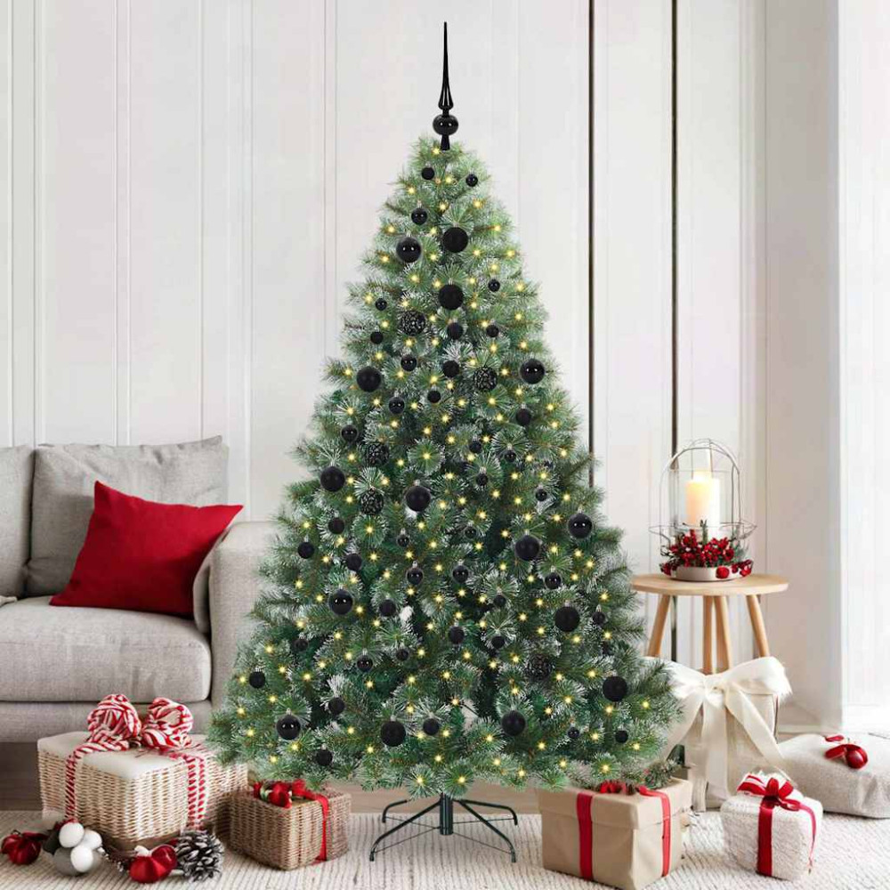Produktbild för Konstgjord julgran med 300 LED-lampor Grön 180 cm PE och PVC