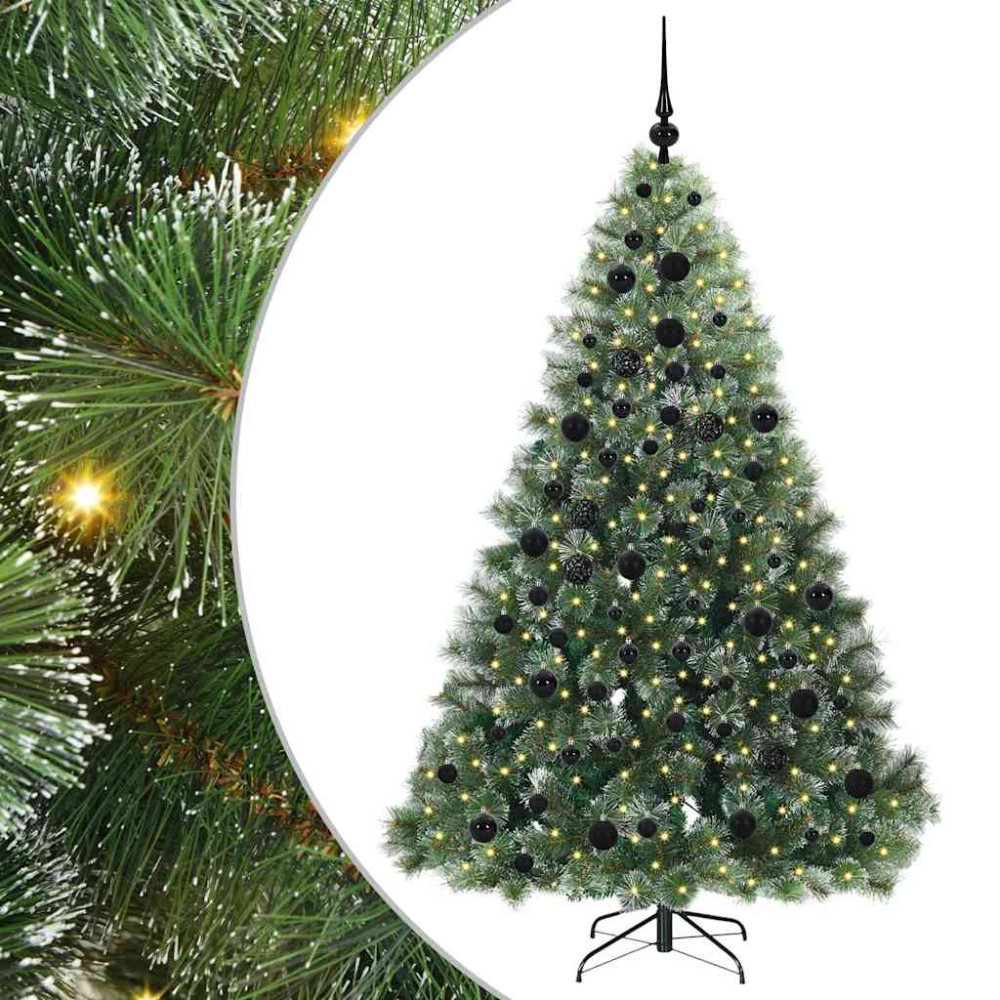 Produktbild för Konstgjord julgran med 300 LED-lampor Grön 180 cm PE och PVC