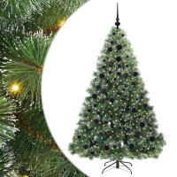 Produktbild för Konstgjord julgran med 300 LED-lampor Grön 180 cm PE och PVC