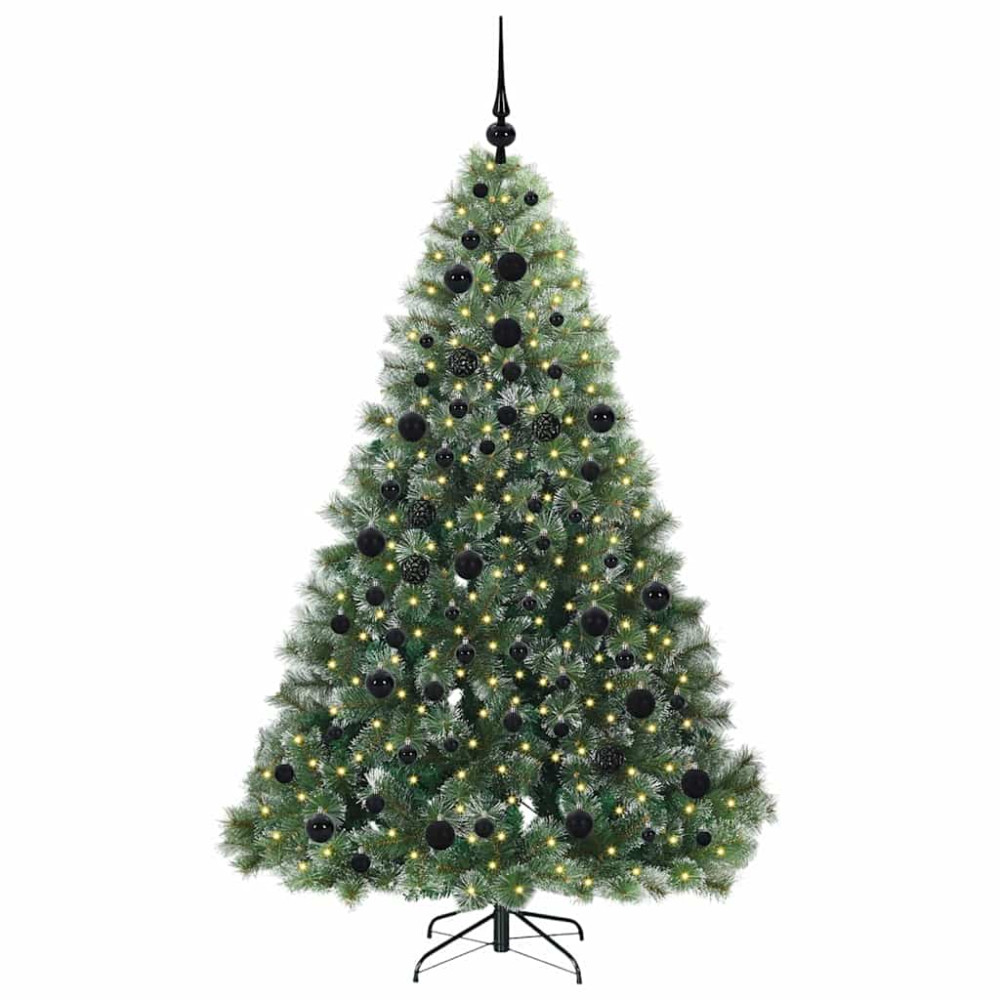 Produktbild för Konstgjord julgran med 300 LED-lampor Grön 180 cm PE och PVC