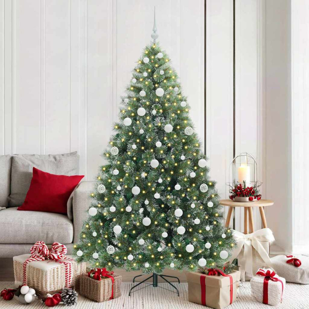 Produktbild för Konstgjord julgran med 300 LED-lampor Grön 180 cm PE och PVC