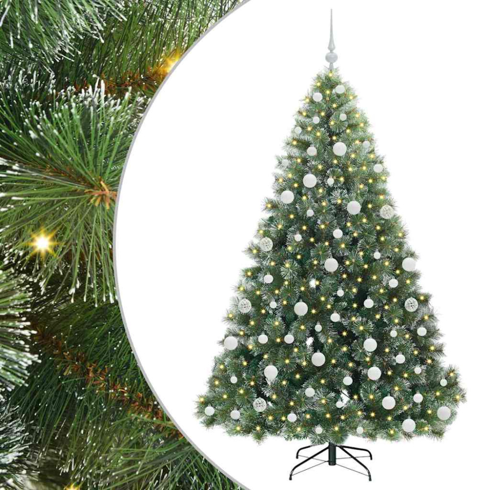 Produktbild för Konstgjord julgran med 300 LED-lampor Grön 180 cm PE och PVC