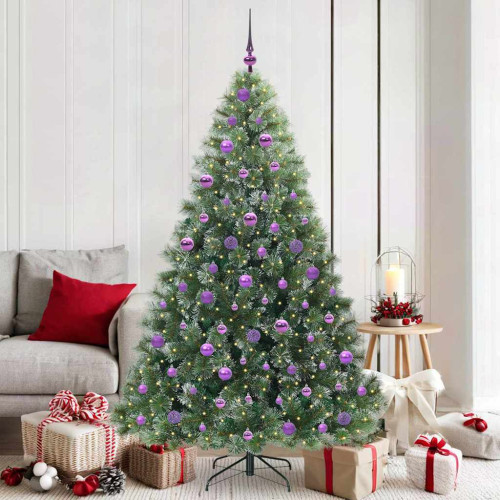 vidaXL Konstgjord julgran med 300 LED-lampor Grön 180 cm PE och PVC