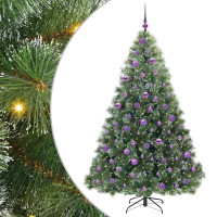 Produktbild för Konstgjord julgran med 300 LED-lampor Grön 180 cm PE och PVC