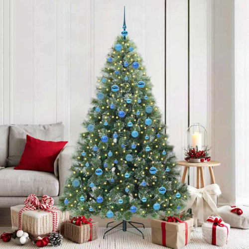 vidaXL Konstgjord julgran med 300 LED-lampor Grön 180 cm PE och PVC