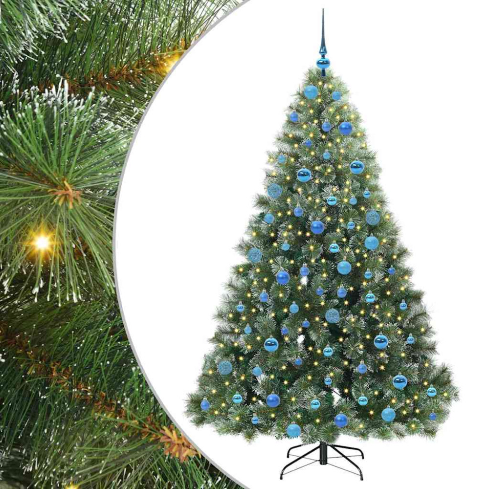 Produktbild för Konstgjord julgran med 300 LED-lampor Grön 180 cm PE och PVC
