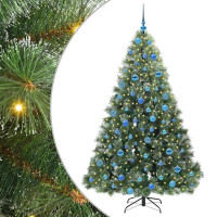 Produktbild för Konstgjord julgran med 300 LED-lampor Grön 180 cm PE och PVC