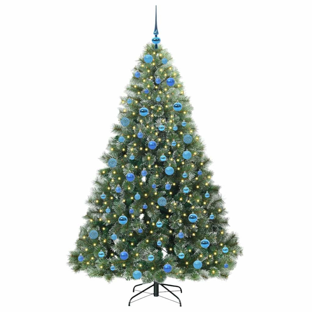 Produktbild för Konstgjord julgran med 300 LED-lampor Grön 180 cm PE och PVC
