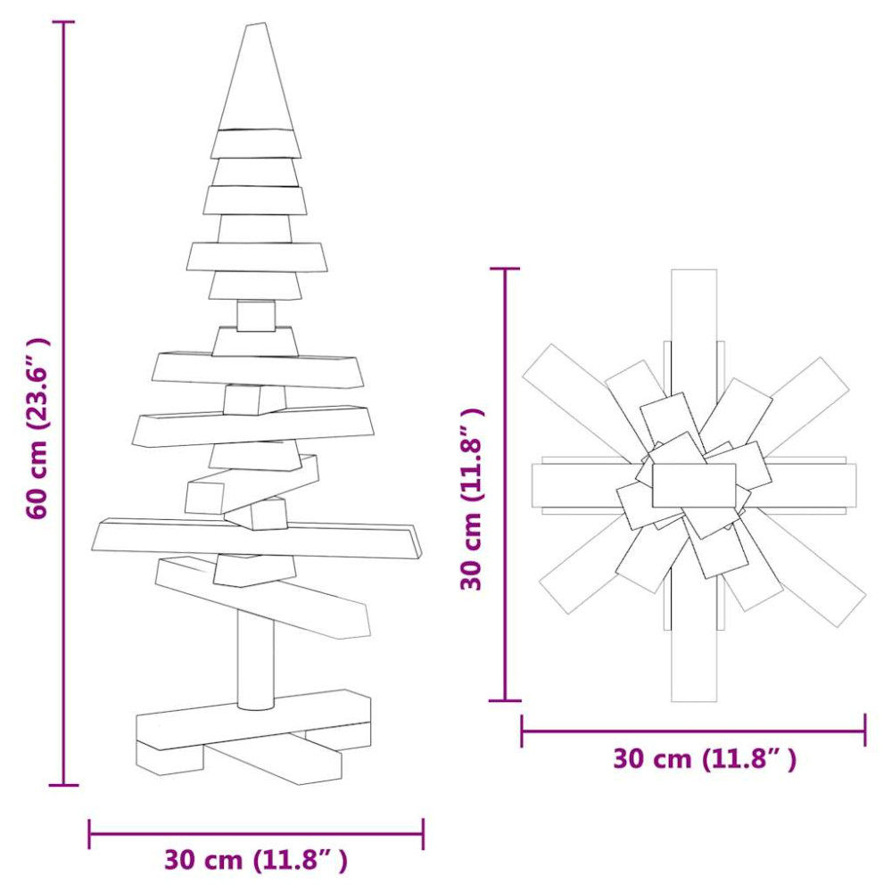 Produktbild för Träjulgran med stativ Brun 60 cm Massiv furu