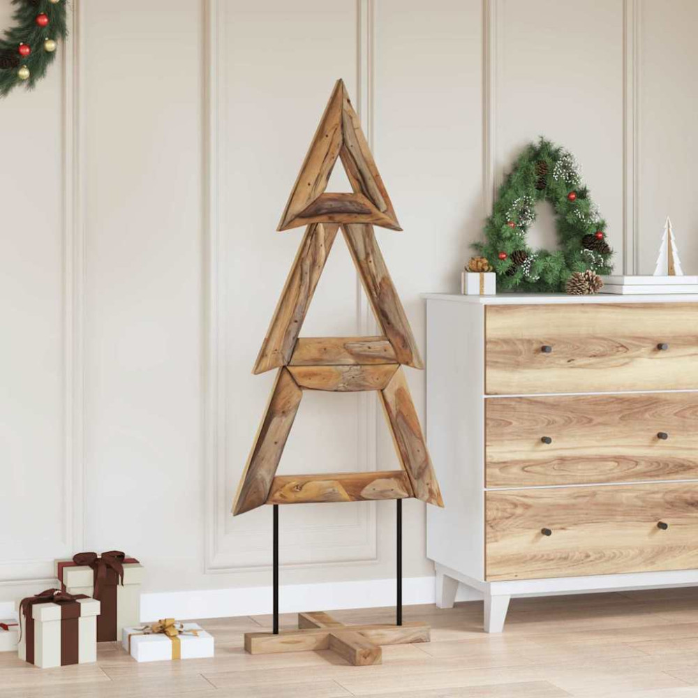 Produktbild för Julgran med stativ Brun 149,5 cm Massivt teakträ
