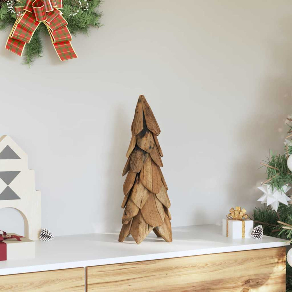 Produktbild för Julgran med stativ Brun 51 cm Massivt teakträ