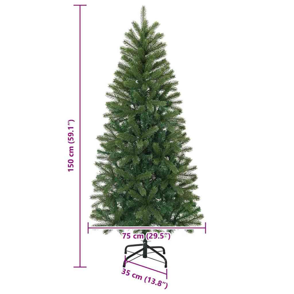 Produktbild för Konstgjord julgran med stativ Grön 150 cm PVC, PE och stål
