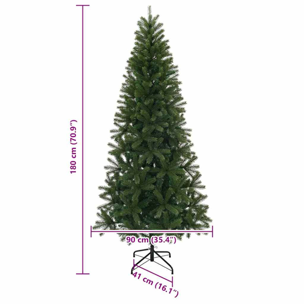 Produktbild för Konstgjord julgran med stativ Grön 180 cm PVC, PE och stål