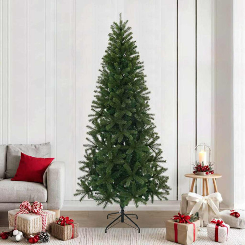 vidaXL Konstgjord julgran med stativ Grön 240 cm PVC, PE och stål