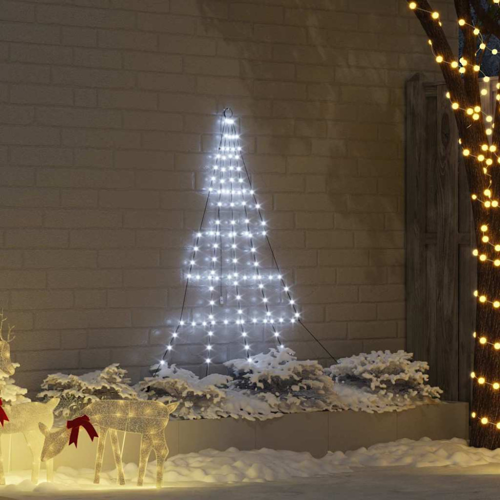 Produktbild för LED Julgran med markspikar med jordspikar Kallvit 182 cm Metall