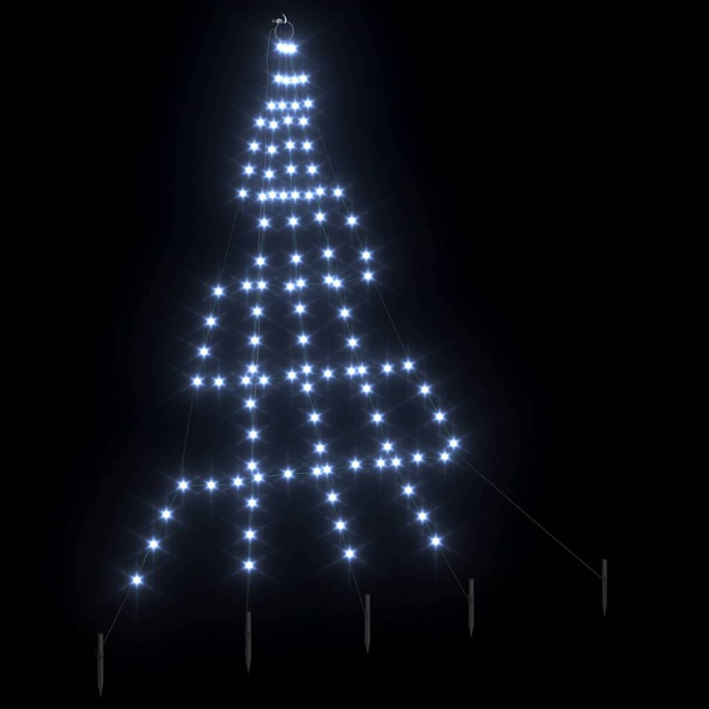 Produktbild för LED Julgran med markspikar med jordspikar Kallvit 182 cm Metall